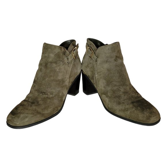 BANDOLINO Orelia Ankle Boots Gray Suede Round-Toe Block Heel Women's Sz. 7-1/2M - Picture 5 of 11